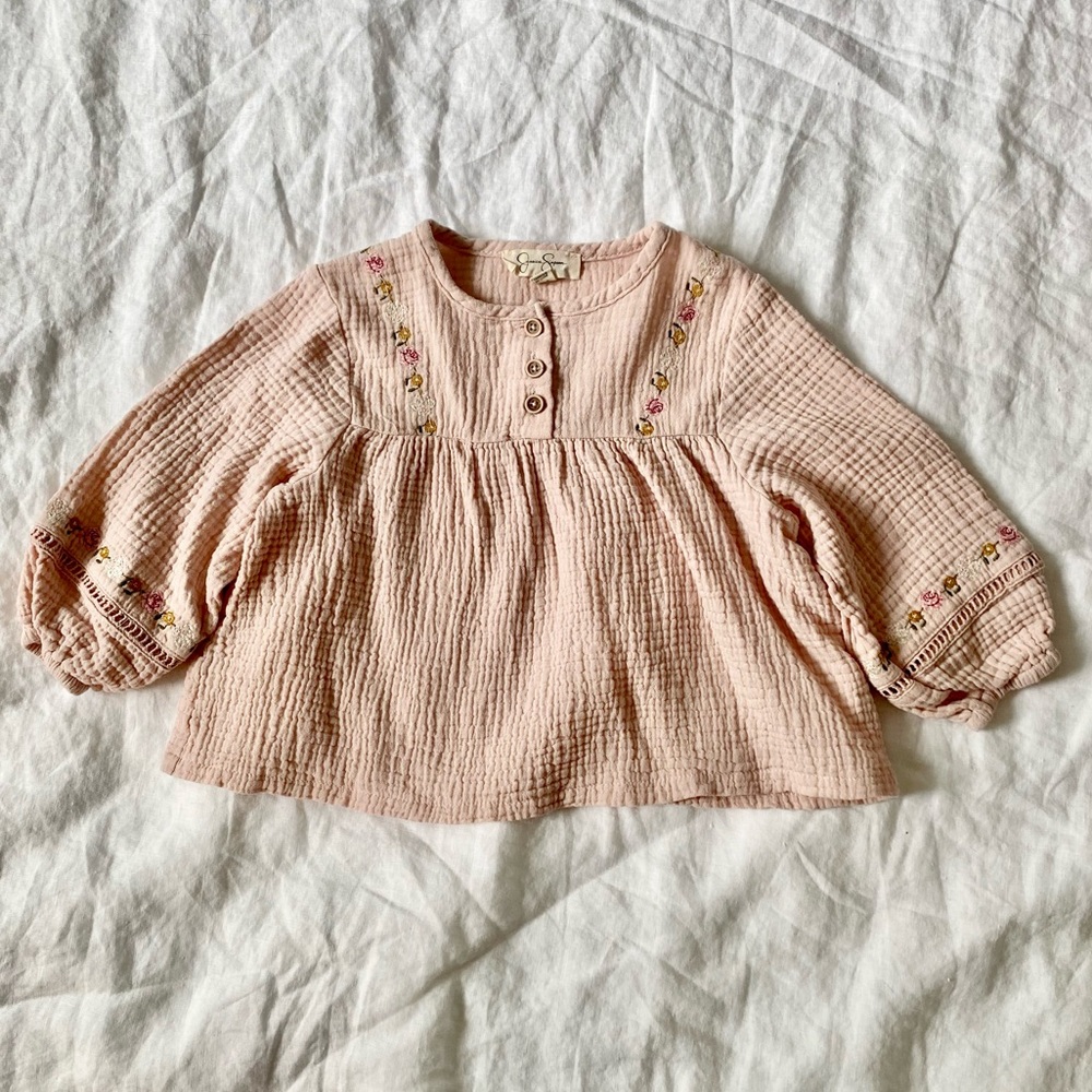 Jessica Simpson Toddler Girls Boho Embroidered Long-Sleeve Blouse, size 2T